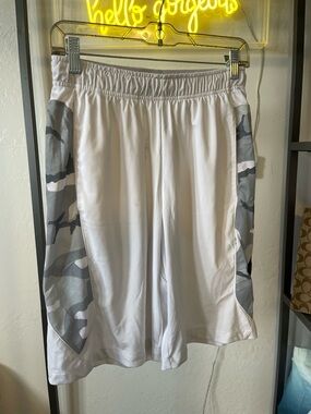 Nike White Men's Athletic Shorts with Gray Camo Panels
